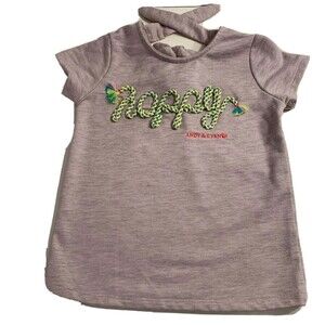 Andy & Evan Shirt Girls 4T Pink Happy Bow Short Sleeve Multicolor Rope
